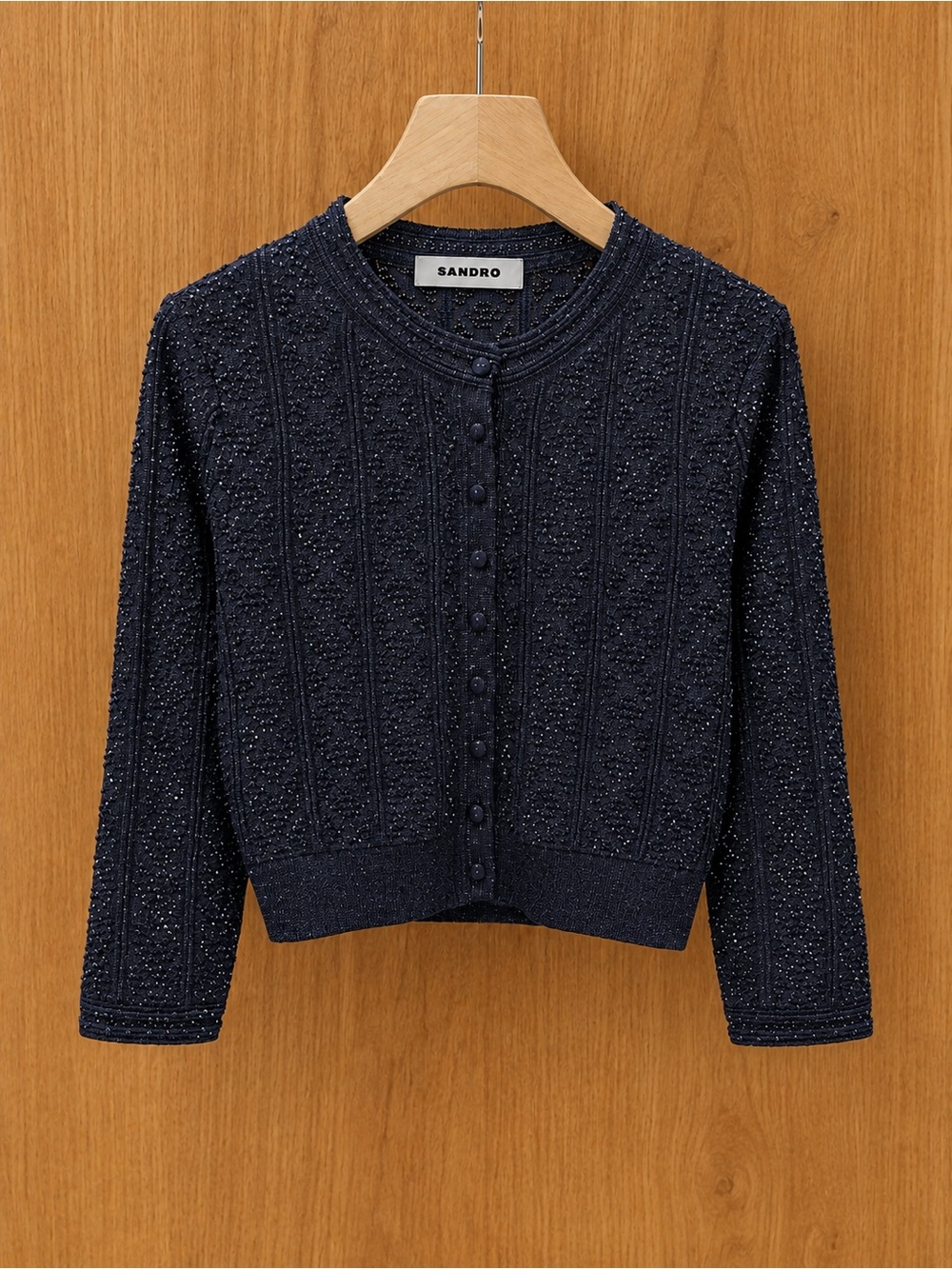 Sandro Navy Tweed Long Flared Maxi Skirtw - Picture 3 of 13